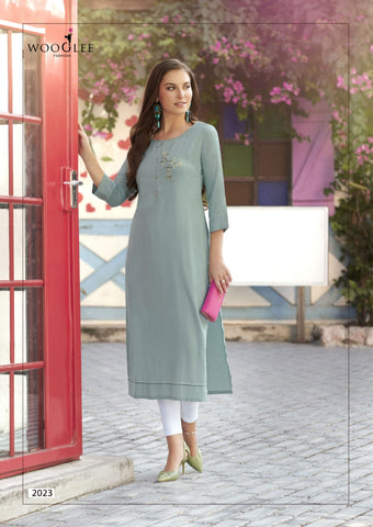 Wooglee Presents Barbella Vol 3 Rayon Fancy Designer Kurtis Collection