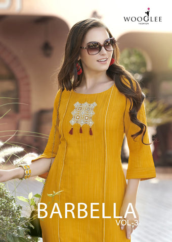 Wooglee Presents Barbella Vol 3 Rayon Fancy Designer Kurtis Collection