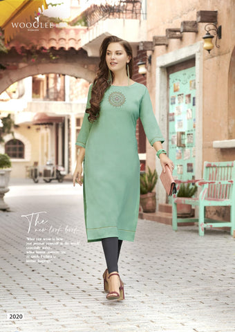 Wooglee Presents Barbella Vol 3 Rayon Fancy Designer Kurtis Collection