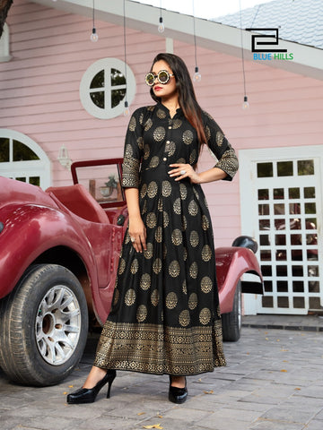 Blue Hills Launched Walkway Vol 5 Rayon Fabric Fancy Designer Gown Type Kurtis Collection