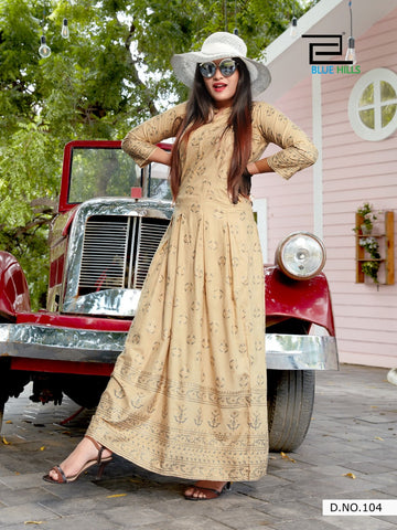 Blue Hills Launched Walkway Vol 5 Rayon Fabric Fancy Designer Gown Type Kurtis Collection