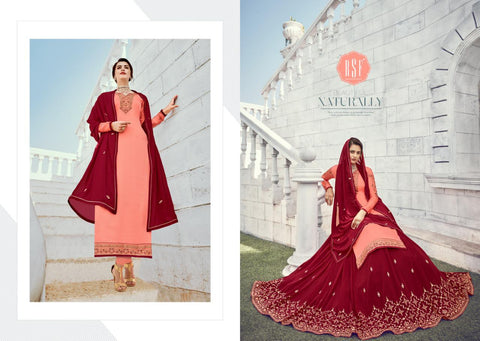 RSF LAUNCHES MANDORA VOL.2 SATIN GEORGETTE HEAVY WORK DRESS MATERIAL
