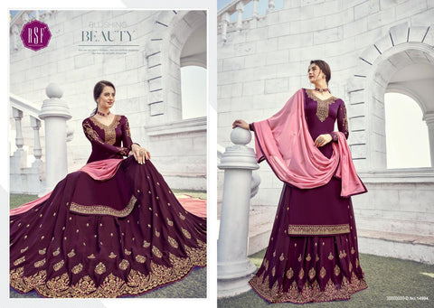 RSF LAUNCHES MANDORA VOL.2 SATIN GEORGETTE HEAVY WORK DRESS MATERIAL