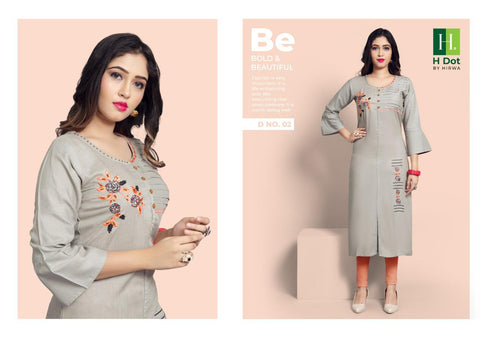 Hirwa Launched Cocktail Rayon Slub Embroidery Stylish Designer Kurtis Collection