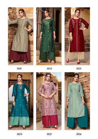 Yami Fashion Reshami Viscose Cotton Stylish Designer Kurti Collection With Plazoo