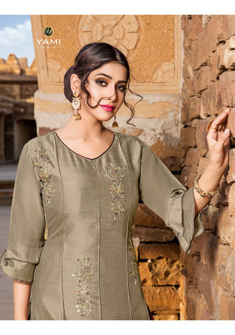 Yami Fashion Reshami Viscose Cotton Stylish Designer Kurti Collection With Plazoo