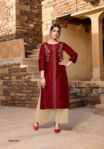 Yami Fashion Reshami Viscose Cotton Stylish Designer Kurti Collection With Plazoo