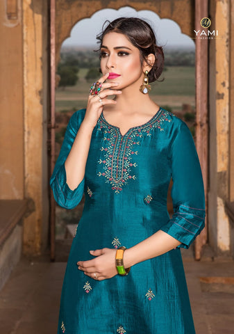 Yami Fashion Reshami Viscose Cotton Stylish Designer Kurti Collection With Plazoo