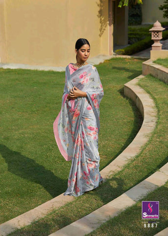 Shangrila Creation Presents Yashika Soft Silk Satin Printed Fancy Designer Sarees