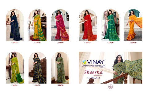 VINAY SHEESHA STARWALK VOL 54 DESIGNER PARTYWEAR GEORGETTE SAREES