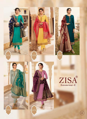 Zisa Presents Banarasi Vol 8 Satin Georgette Pakistani Salwar suits