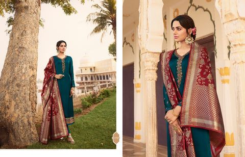 Zisa Presents Banarasi Vol 8 Satin Georgette Pakistani Salwar suits