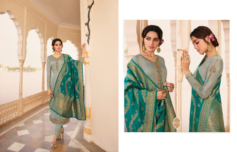 Zisa Presents Banarasi Vol 8 Satin Georgette Pakistani Salwar suits