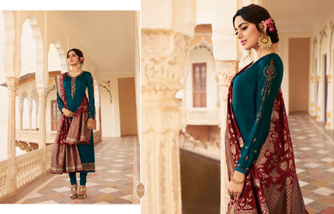 Zisa Presents Banarasi Vol 8 Satin Georgette Pakistani Salwar suits