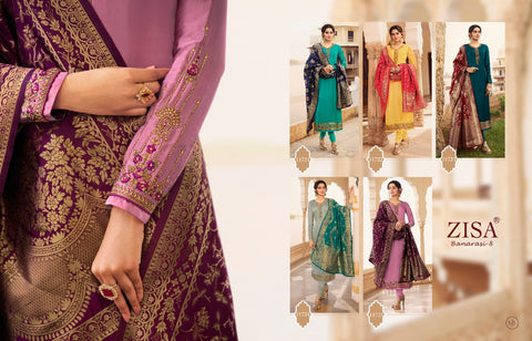 Zisa Presents Banarasi Vol 8 Satin Georgette Pakistani Salwar suits