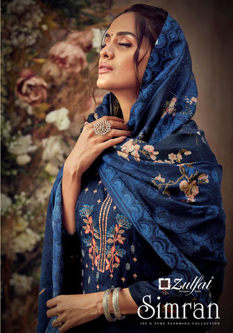 Zulfat Designer Studio Presents Simran Pashmina Heavy Embroidery Work Fancy Designer Salwar Kameez