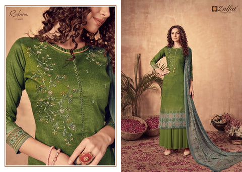 Zulfat Designer Studio Rubina Jam Cotton Digital Printed Embroidered Salwar Suit