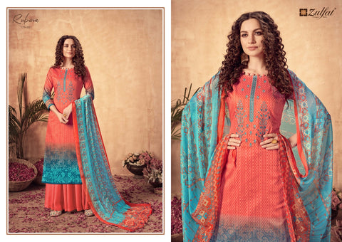 Zulfat Designer Studio Rubina Jam Cotton Digital Printed Embroidered Salwar Suit