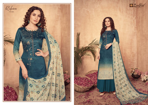 Zulfat Designer Studio Rubina Jam Cotton Digital Printed Embroidered Salwar Suit