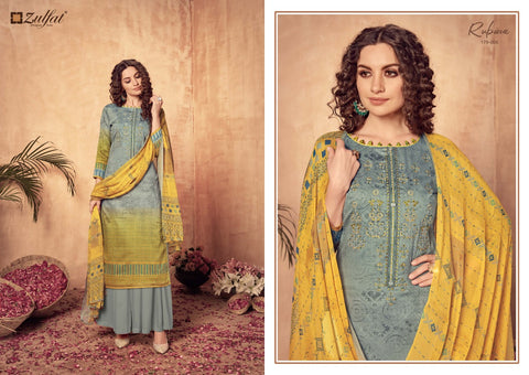 Zulfat Designer Studio Rubina Jam Cotton Digital Printed Embroidered Salwar Suit