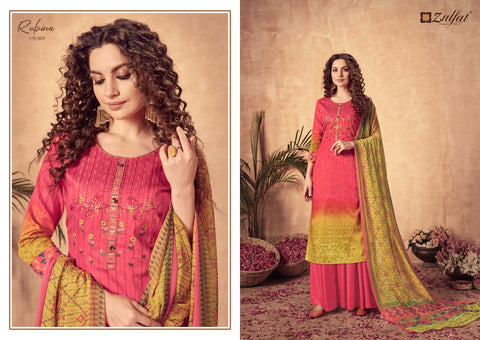 Zulfat Designer Studio Rubina Jam Cotton Digital Printed Embroidered Salwar Suit