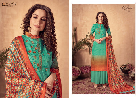 Zulfat Designer Studio Rubina Jam Cotton Digital Printed Embroidered Salwar Suit