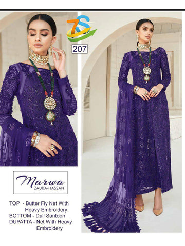Zaura Hassan Marwa Butterfly Net Pakistani Dress