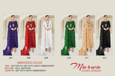 Zaura Hassan Marwa Butterfly Net Pakistani Dress