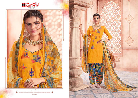 Zulfat Designer Suits Punjabi Beats Cotton Embroidery Printed Suits