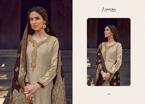 Amyra Designer Mannat Satin Georgette Embroided Diamond Work Suit