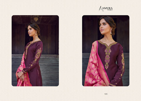 Amyra Designer Mannat Satin Georgette Embroided Diamond Work Suit