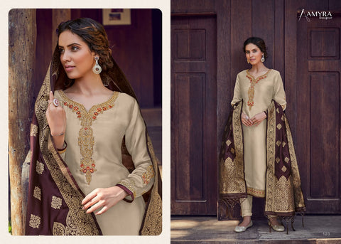 Amyra Designer Mannat Satin Georgette Embroided Diamond Work Suit