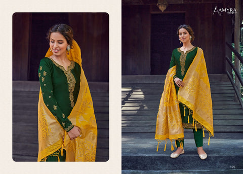 Amyra Designer Mannat Satin Georgette Embroided Diamond Work Suit