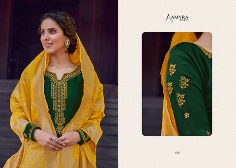 Amyra Designer Mannat Satin Georgette Embroided Diamond Work Suit