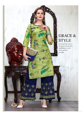 Trendy Presents Crackles Rayon Printed Fancy Designer Kurtis With Plazzo