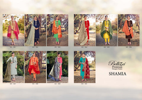 Belliza Shamia Beautifully Designed Jam Cotton Embroidered Salwar Suits