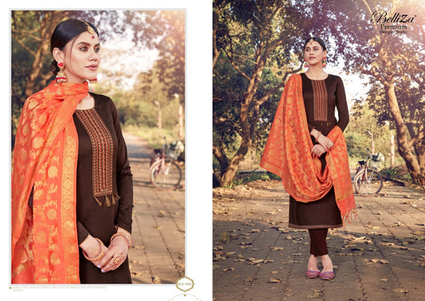 Belliza Shamia Beautifully Designed Jam Cotton Embroidered Salwar Suits