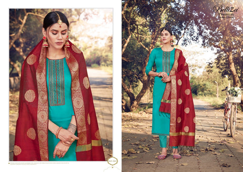 Belliza Shamia Beautifully Designed Jam Cotton Embroidered Salwar Suits