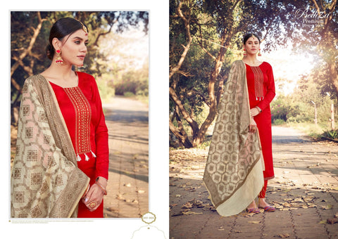 Belliza Shamia Beautifully Designed Jam Cotton Embroidered Salwar Suits