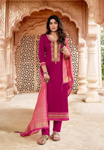 Kessi Fabrics Presents Shehnaj Jam Silk Embroidery Work Fancy Designer Salwar Suits