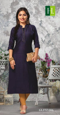 Hirwa Launched Glitz Silk Slub Daily Wear Kurtis Collection