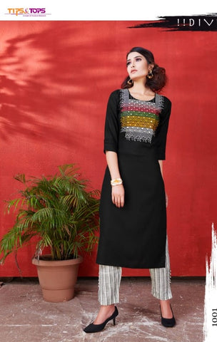 Tips And Tops Presents Mannat Vol 5 Rayon Embroidery Work Casual Wear Kurtis