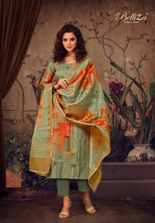 Buy Belliza Designer Studio Women's Pure Cotton Linen with Digital Print  Designer Suit | Unstiched | Material : Pure Cotton | Colour : Light Pink at  Amazon.in