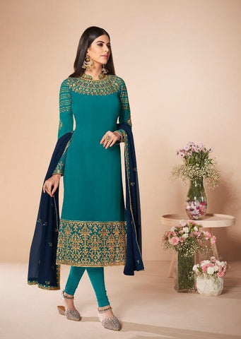 Aashirwad Launched Cross Stitch Georgette Fancy Designer Salwar Suits