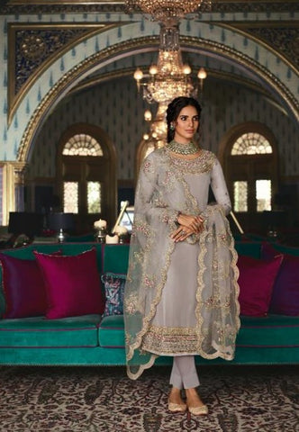 Simar Glossy Presents Motif Tussar Silk Embroidery Work Fancy Designer Salwar Suits
