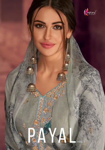 KESARI TRENDZ PAYAL VOL 1 FLOWER PRINT SELF EMBROIDERY SALWAR SUIT