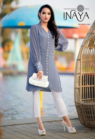 INAYA FASHION LPC VOL 56 GEORGETTE KURTI COLLECTION WITH PANT - STALK YOUR  FASHION