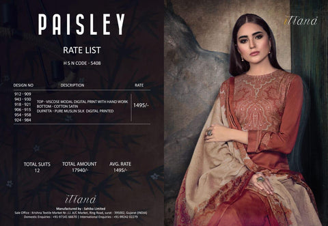 Itrana Paisley Viscose Modal Digital Printed Salwar Kameez