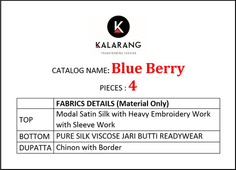 Kalarang Blue Berry Modal Satin Silk With Embroidered Salwar Suits