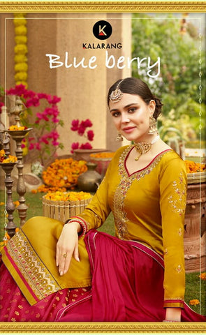 Kalarang Blue Berry Modal Satin Silk With Embroidered Salwar Suits